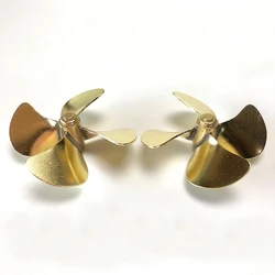 1Pair Dia 48mm Shaft Hole M4 4-blade Brass Paddle Fully Immersed Propeller for RC Brushless Electric Boat Underwater Thruster