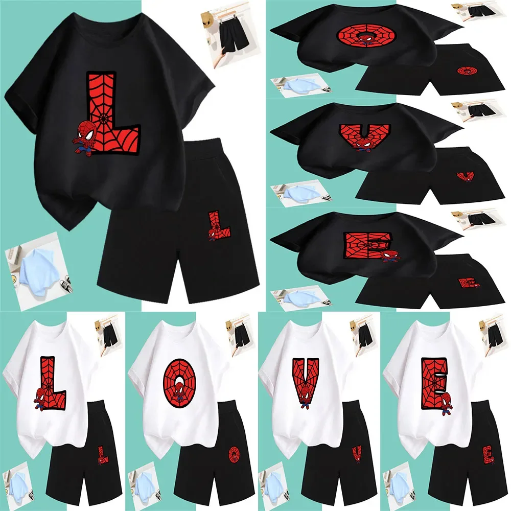 Baby T-shirt Clothing Set For Children Aged 1-16, Boy Sports Set, Spider Man Brand Sports Set, Cotton t shirt Top And Pants Set