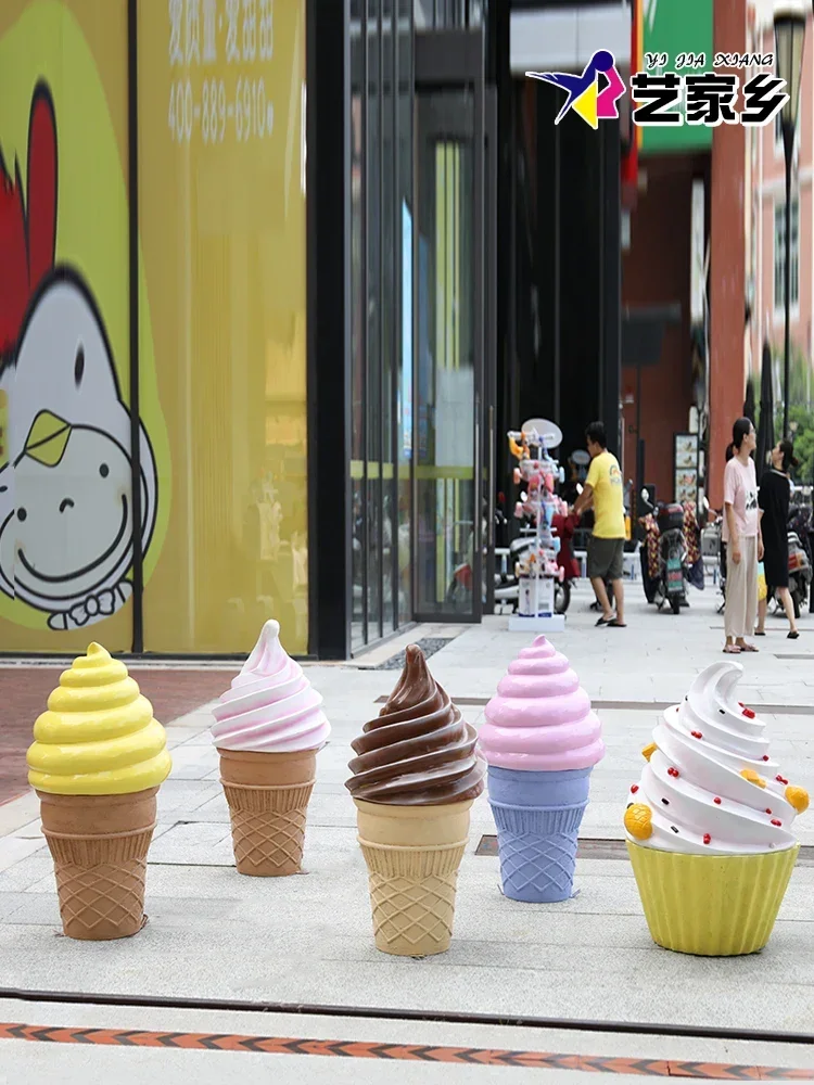 Symulacja lody stożek rzeźba odkryty deser lody ozdoby podłogowe