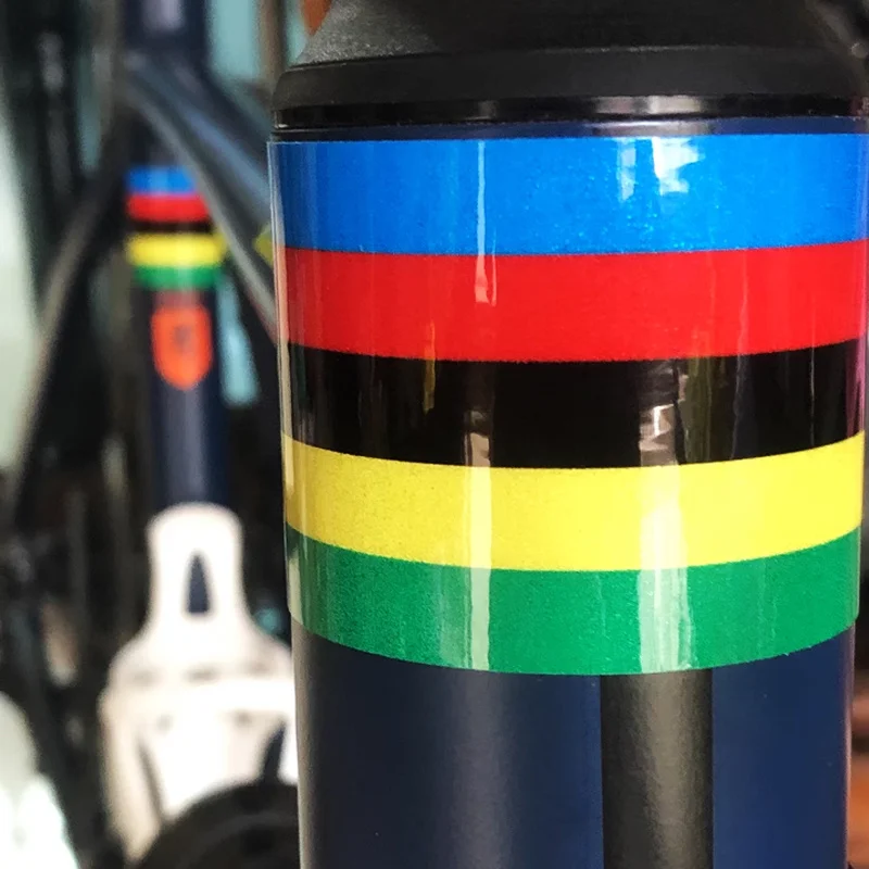 3pcs Champions Rainbow Stripe Road Bicycle Frame Stickers Top Tube Waterproof DIY Decoration MTB Bike Fork Durable Vinyl Decals