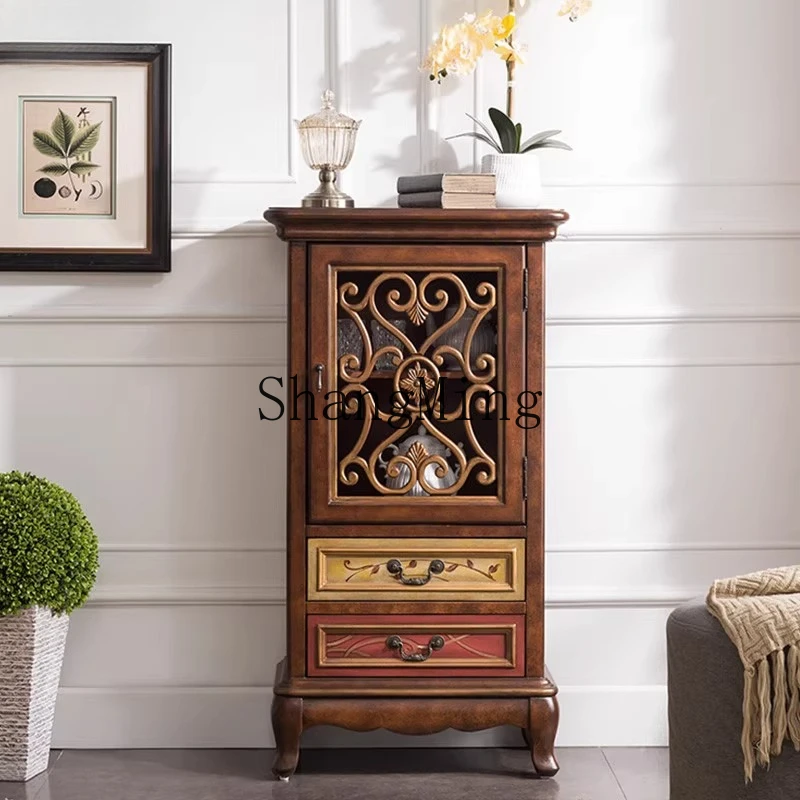 

SM solid wood dining side cabinet painted living room tea side cabinet small apartment living room simple storage cabinet