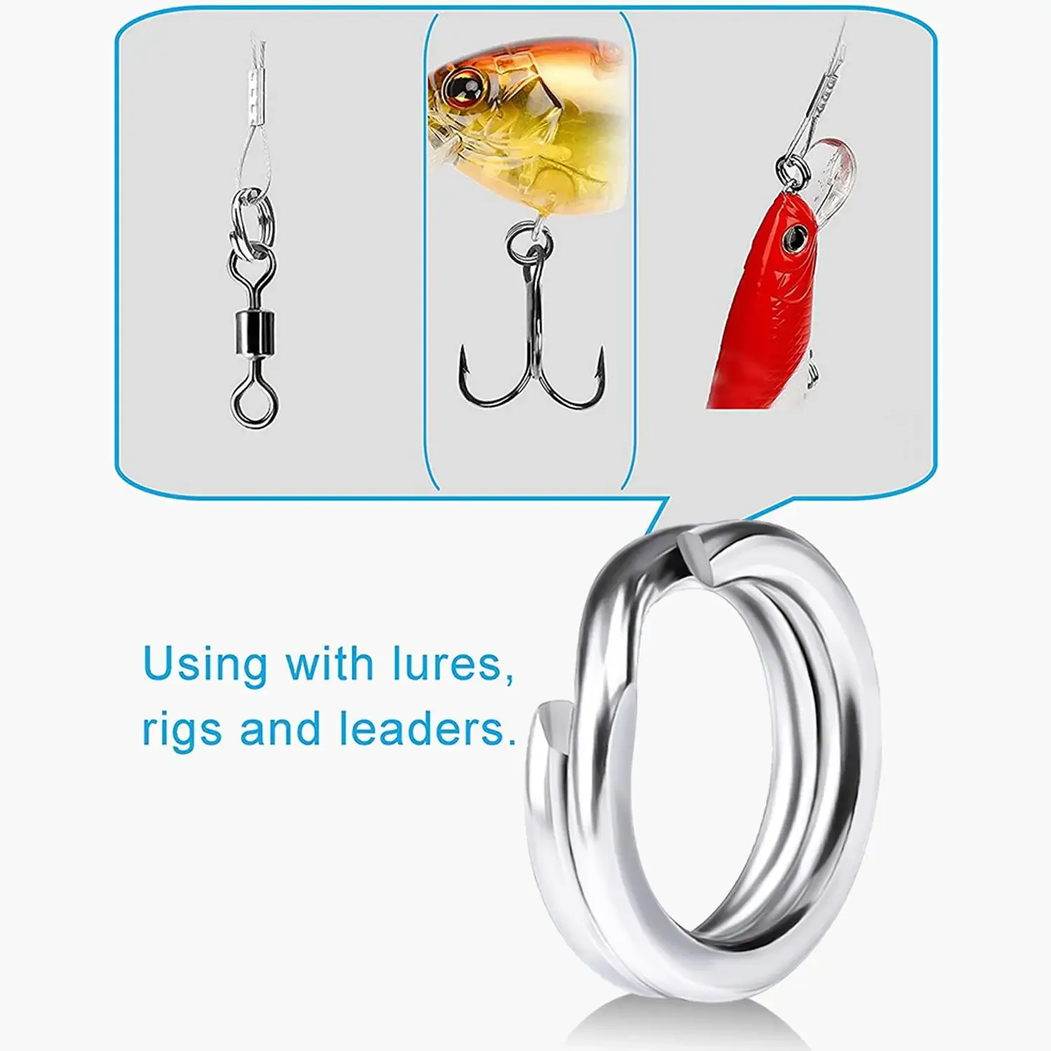 Heavy Duty Terminal Tackle Fishing Connection Ring Accessories Stainless Steel Fishing Split Rings Lure Connection Ring Set