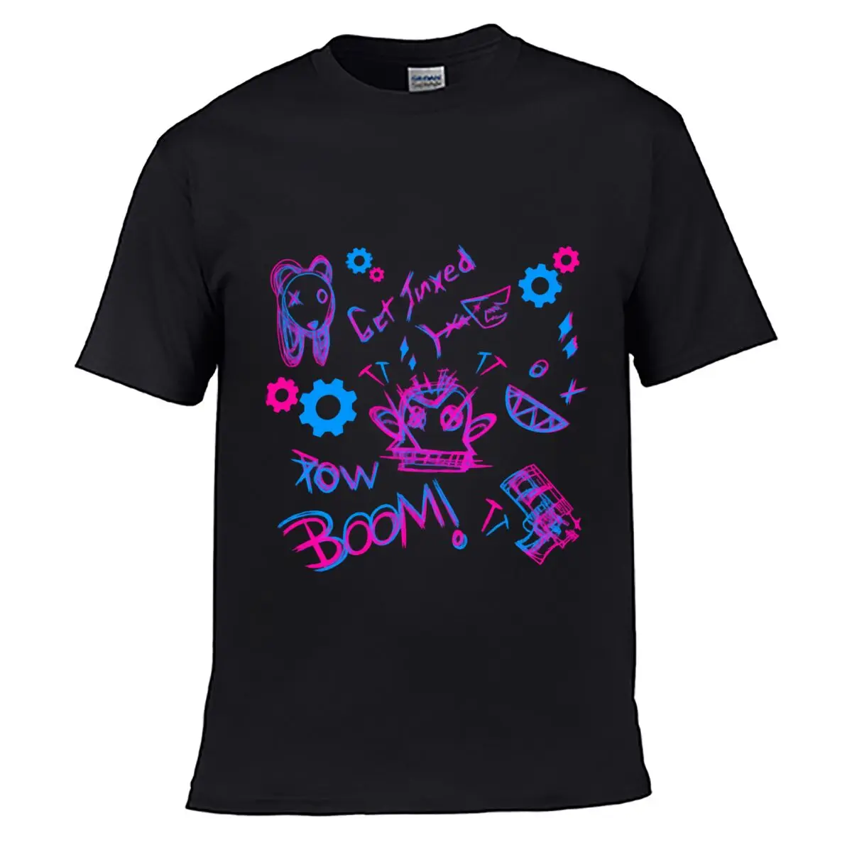 Get Annoyed Cartoon Monster Gears Boom Doodle Street Loose Simple Tee