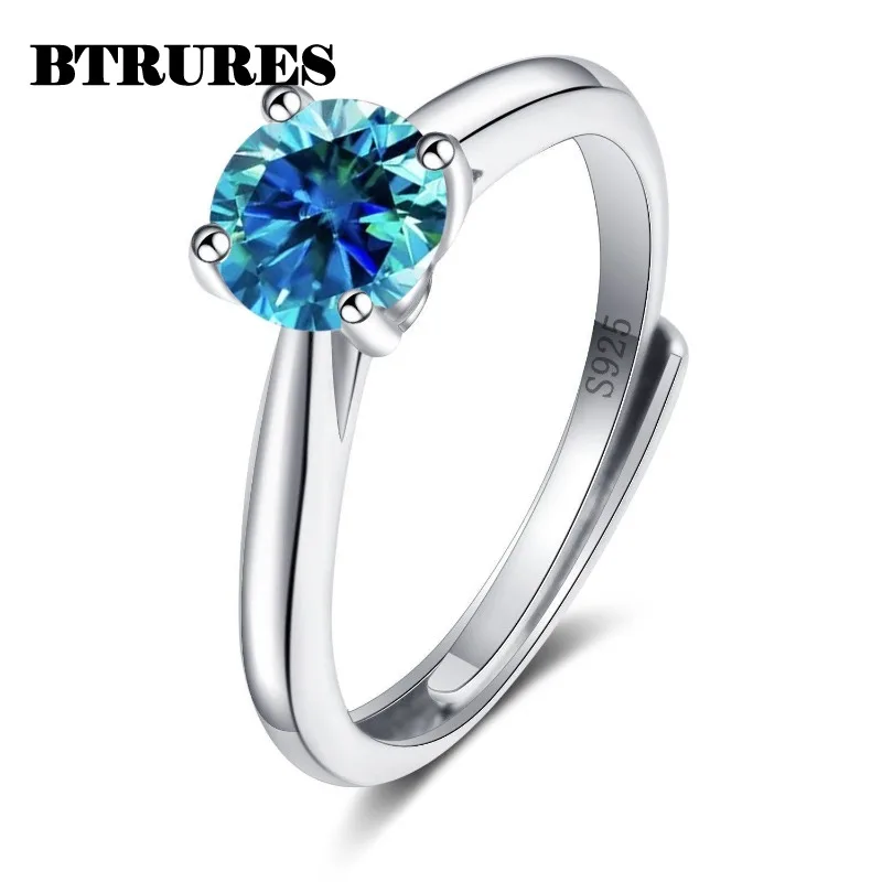 925 Sterling Silver Adjustable Purple Zircon Open Ring