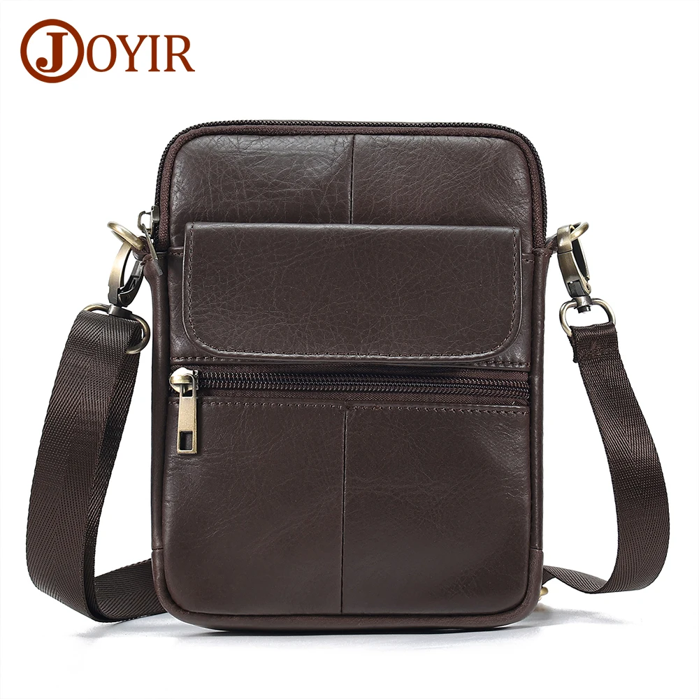 JOYIR Genuine Leather Small Crossbody Bags for Man Messenger Bag Male Business Work Casual Shoulder Bag for 7.9\