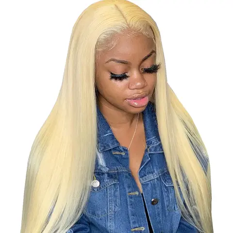 13x6 HD Transparent 613 Blonde Lace Frontal Human Hair Wigs Brazilian Straight Lace Front Human Hair Wigs Can Be Dyed Any Color