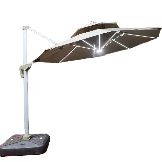 

Modern Design Outdoor LED Sun Light Parasol New Roman Garden Shading Aluminum Patio Furniture Villas Beaches Hotels Parks