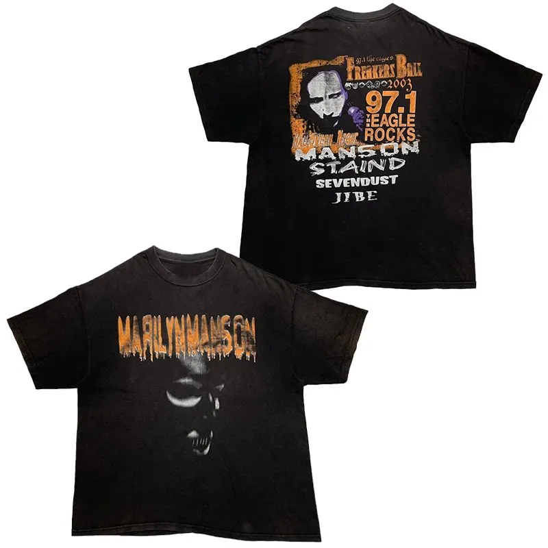 Best Summer Marilyn Manson Abstract American Retro Oversized Streetwear Summer Short-sleeved T-shirt