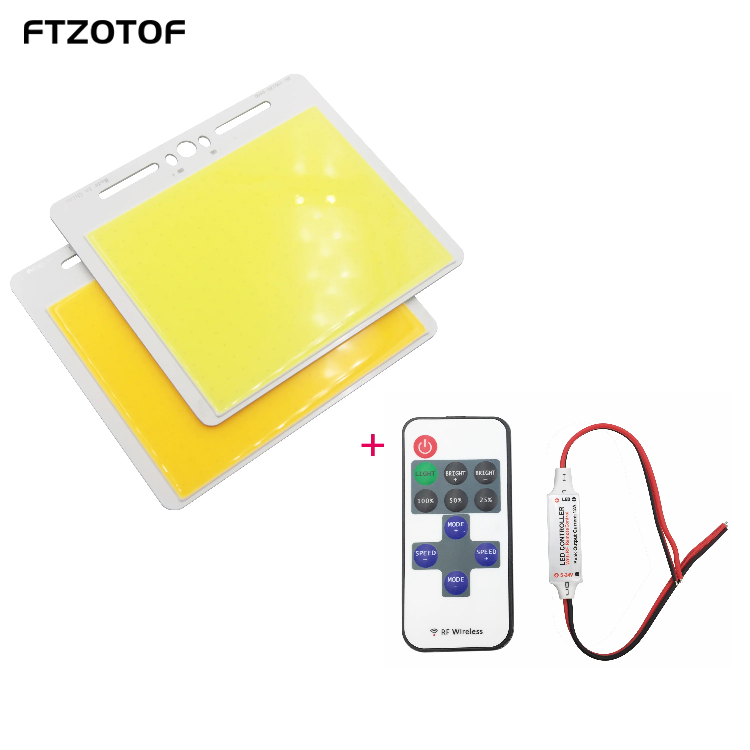 FTZOTOF LED Panel 12V DC COB 135x120mm 30W  Super Bright Dimmable With Remote Control Cold Warm White DIY Work And Outdoor Lamps