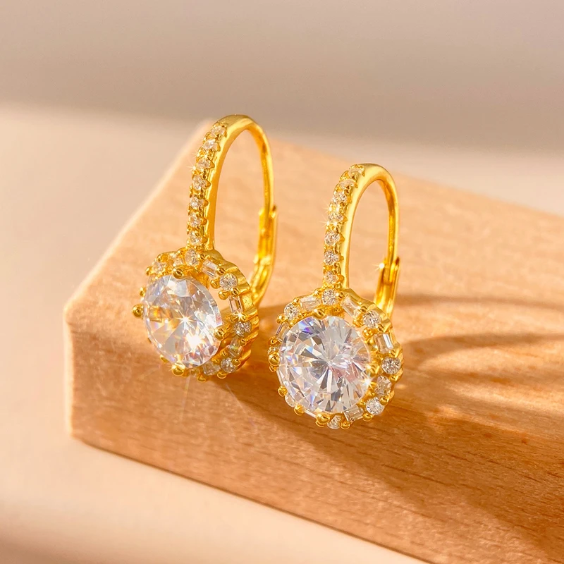 925 فضة رائع لامعة مشرق الوقت هوب أقراط للنساء المشاركة الزفاف الفاخرة عالية الجودة غرامة مجوهرات #2