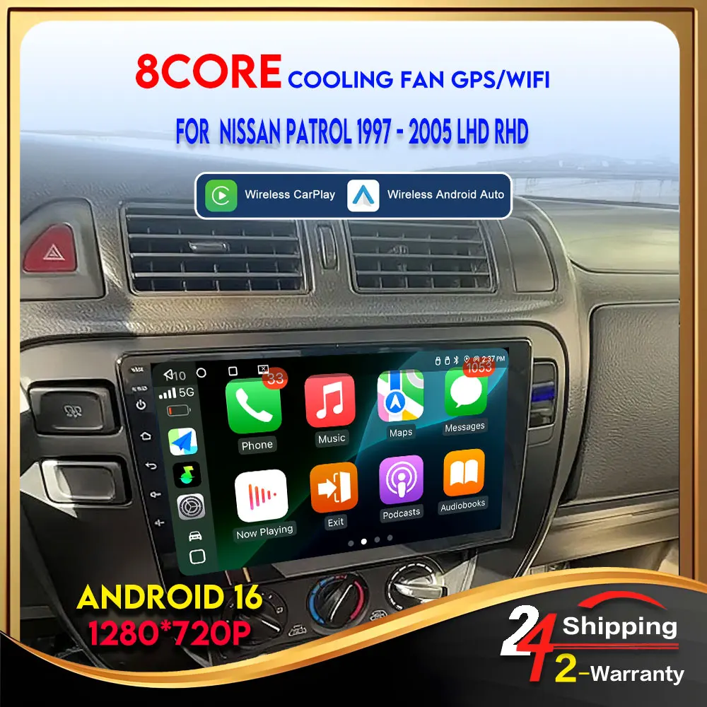 Car Radio For Nissan Patrol 1997 - 2005 LHD RHD Carplay Android Auto Wireless 8Core Wifi Gps Multimedia Player Automotive Stereo