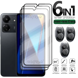 6 en 1 para Poco C65 vidrio Poco C65 vidrio templado HD 9H cubierta completa pegamento Protector de pantalla de teléfono Xiaomi Poco C65 C 65 lente de vidrio