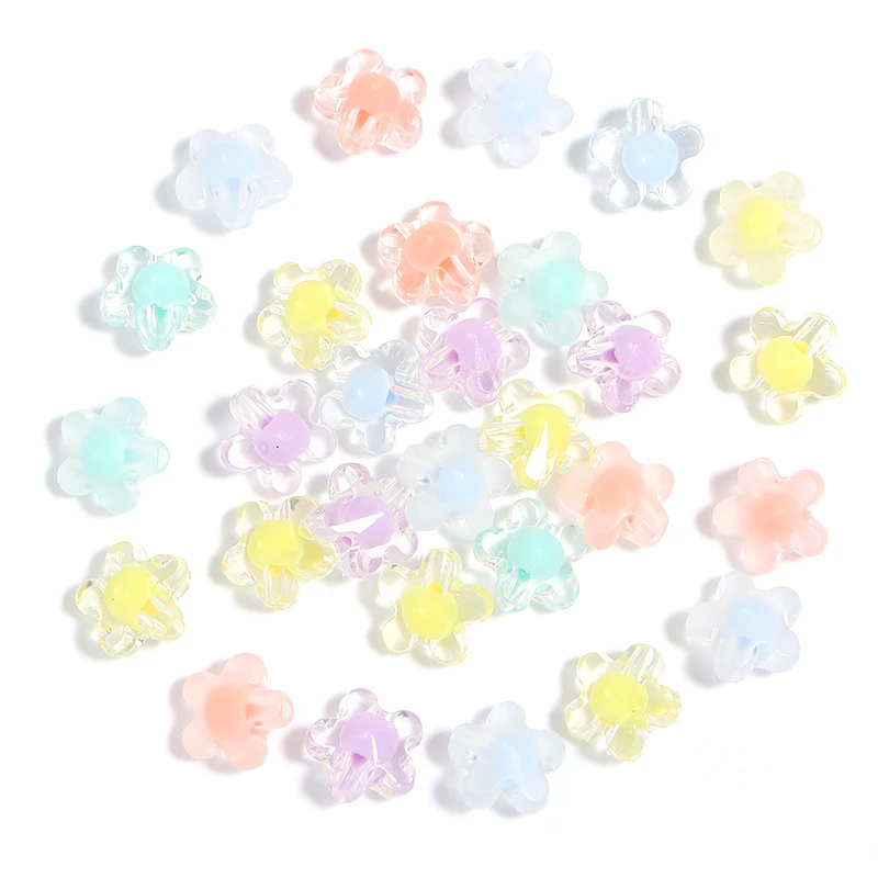 Perles de tournesols en acrylique mat, 100 pièces/lot, 12mm de transparence, perle d'espacement ample pour bricolage de Bracelets, accessoires