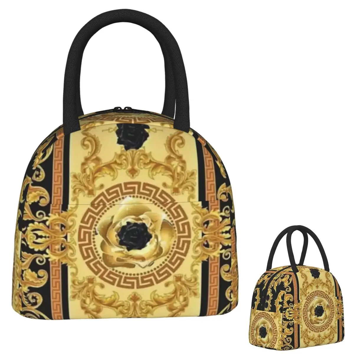

Luxury European Floral Pattern Insulated Lunch Bag for Women Children Portable Food Boxes Thermal Lunch Box Tote