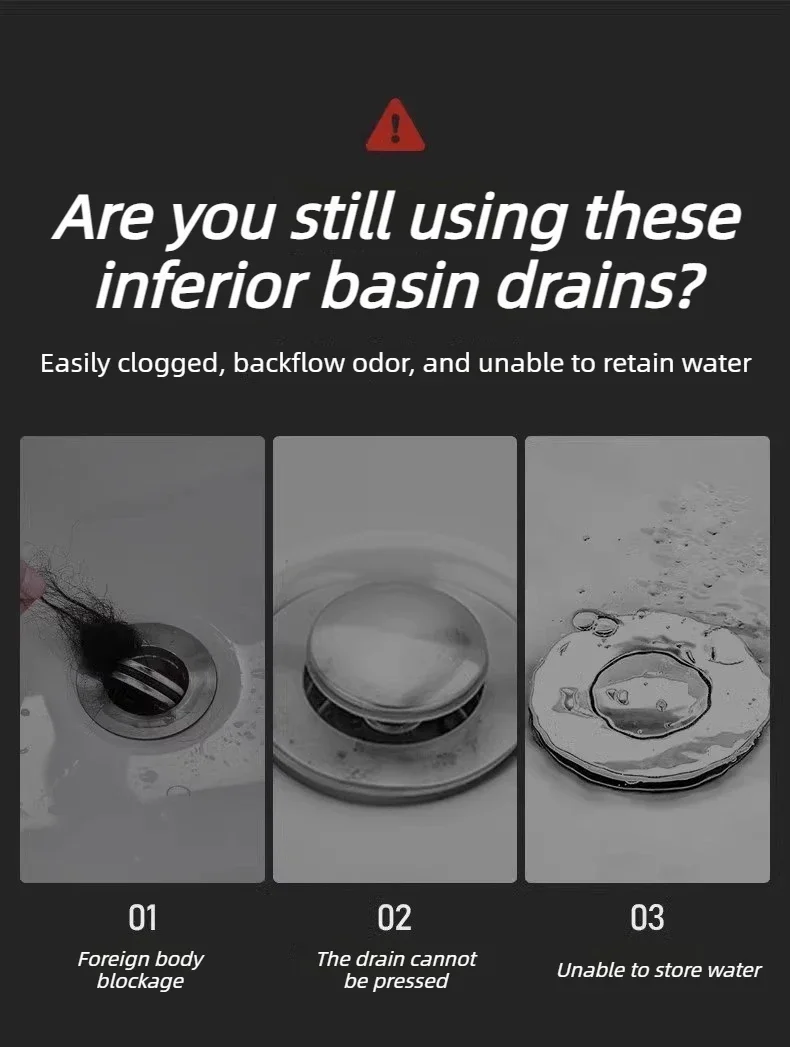 Edelstahl-Filter-Waschbecken-Abflussstopfen, auslaufsicher, für Badezimmer, Küche, Waschbecken, Bodenablauf, ausgestattet mit Kupferkern-Rücklaufventil. – Detail 6