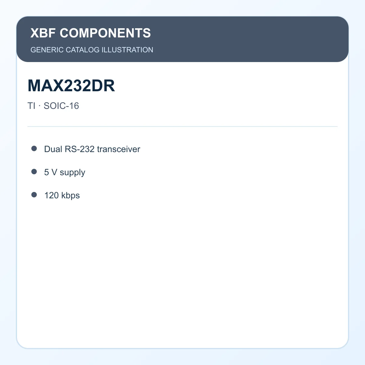 TI MAX232DR Electronic IC Dual RS-232 transceiver, 5 V supply, 120 kbps SOIC-16