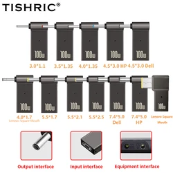 TISHRIC-Adaptador de fuente de alimentación para portátil, convertidor de 100W, 5A, PD, conector DC a tipo C para Lenovo/HP/DELL