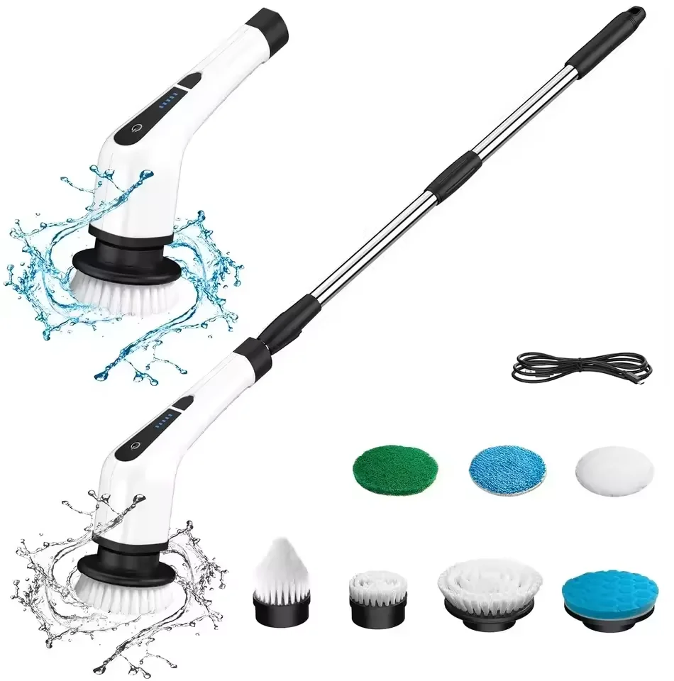 Home 9 in 1 Electric Cleaning Brush Bathroom Electric Scrubber Cleaning Brush Floor Bathtub Electric Spin Scrubber