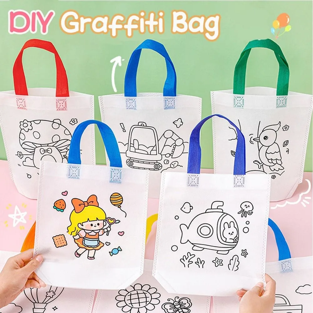 Double-Sided Graffiti Bag Non-woven Fabric Colored Double Sided Graffiti Bag Coloring Goodie Bags