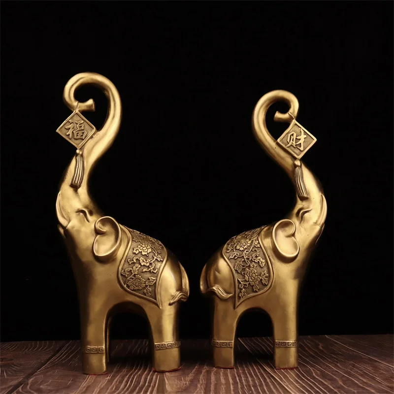 Brass Living Room Decorations Water Absorption Image Copper Elephant Large Ornaments