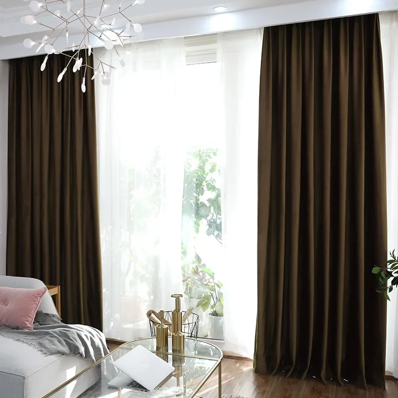 High Shading Curtains for Living Room Modern Solid Color Italian Velvet Window Curtain Bedroom Custom Cortinas Partition Tulle