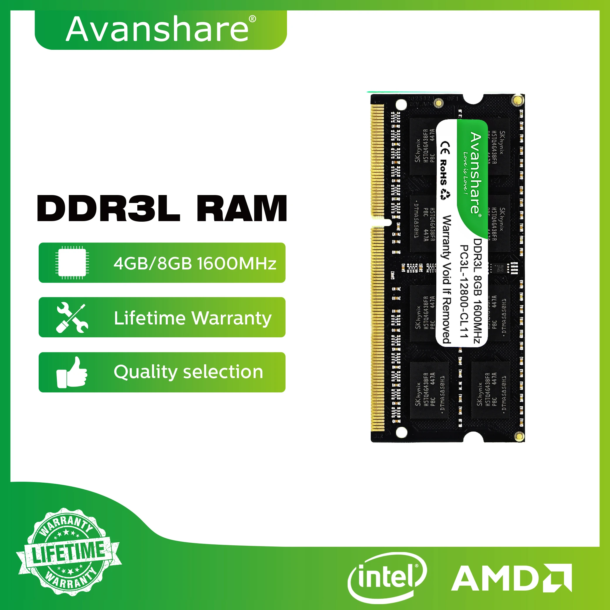 

Память Avanshare Ram DDR5 DDR4 DDR3 4 ГБ 8 ГБ 16 ГБ 32 ГБ 1333 1600 2400 2666 3200 5600 МГц Рампы памяти для ноутбуков, ноутбуков, компьютеров
