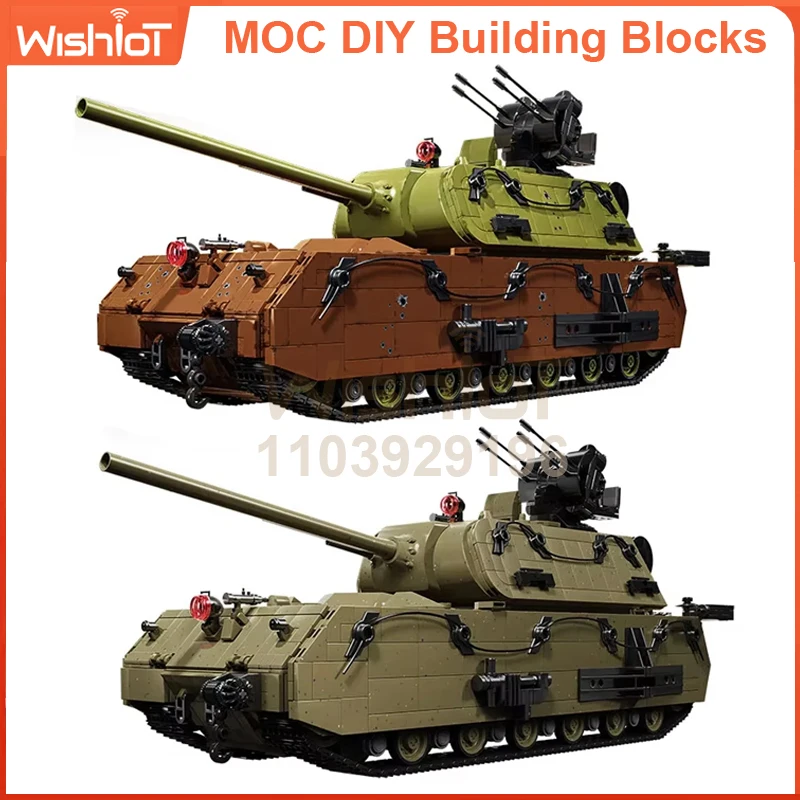 

98002 WWII German Maus Super Heavy Tank 3339pcs Large scale Military Building Model for Advanced Collectors for Kids DIY Gift