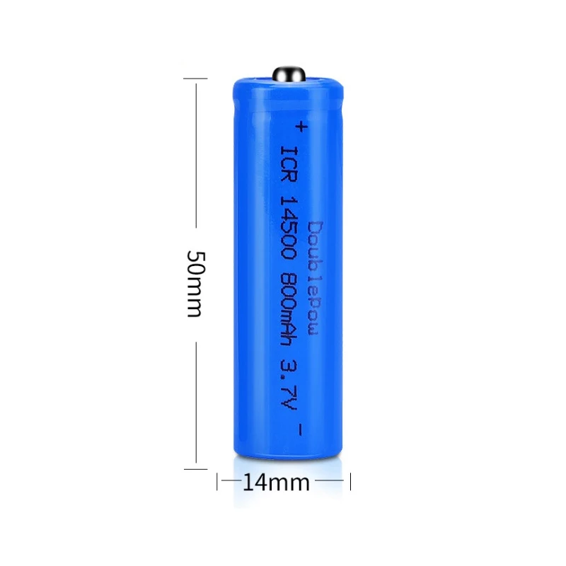 14500 Li-ion Rechargeable AA Battery 800mAh 3.7V Lithium Cell Replacement for LED Flashlight Headlamp Torch Use