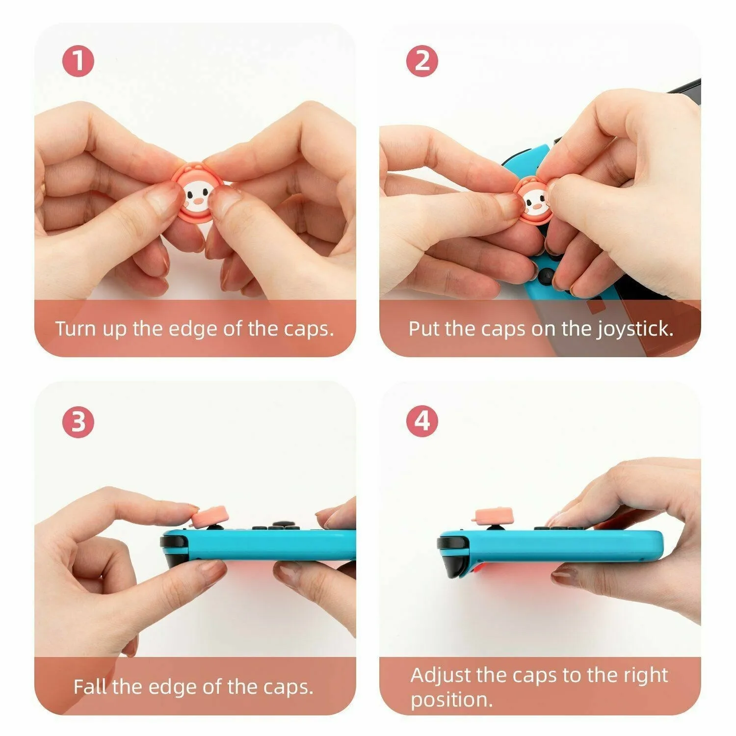 GeekShare-Thumb Grip Caps para Nintendo Switch, Joystick Cover, Série Animal, OLED Lite, Acessórios Nintendo Switch, 19 Tipos, 4Pcs