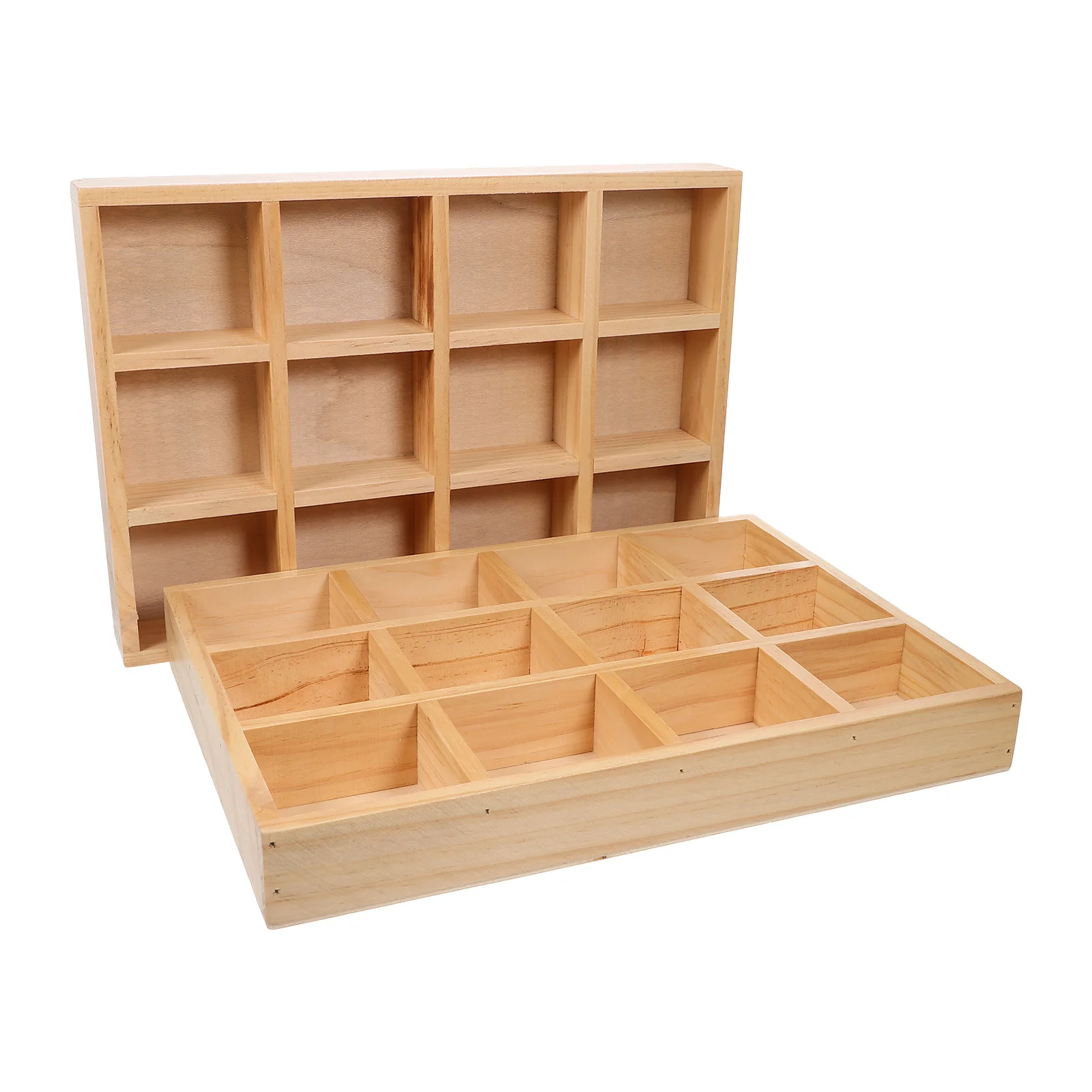 

Jewelry Storage Tray Wooden Multi-Compartment Desktop Organizer for Earrings Watches Keys Makeup Accessories Display Holder