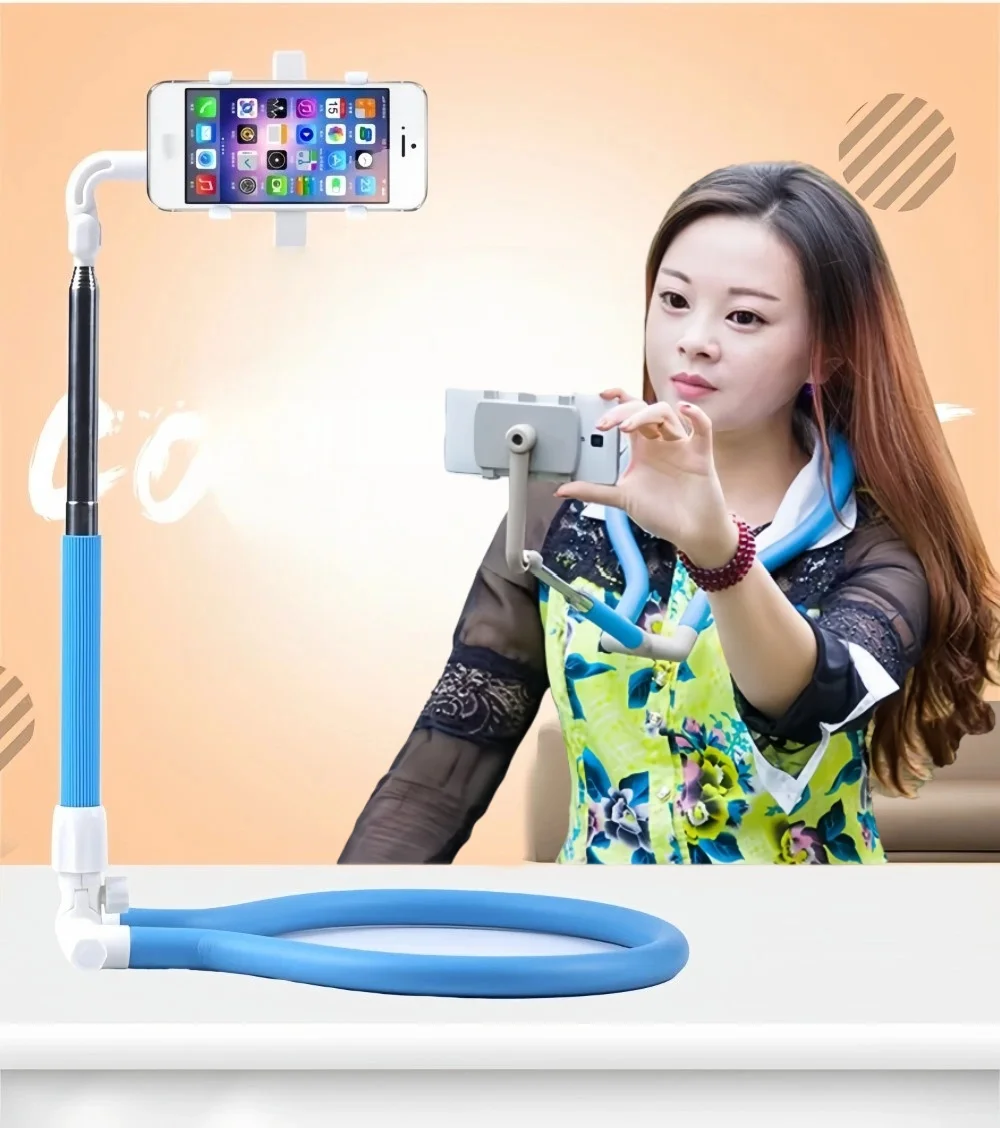 

Lazy Bracket Neck Phone Mount Flexible Gooseneck Phone Holder for Bed Desktop Floor Multi-purpose Phone Stand for 3-6.6'' Device