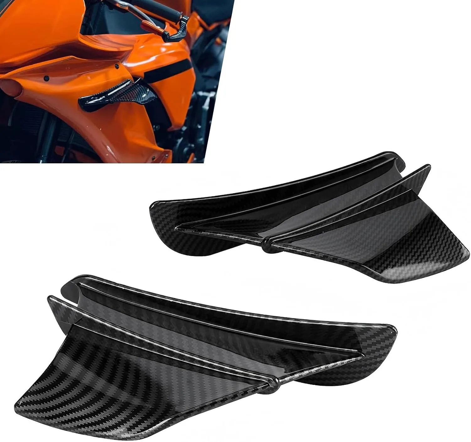 Motorcycle Fairing Wing, ABS Motorcycle Spoiler, Self-Adhesive Carbon Fiber Aerodynamic Wing, Motorcycle Modification Accessorie