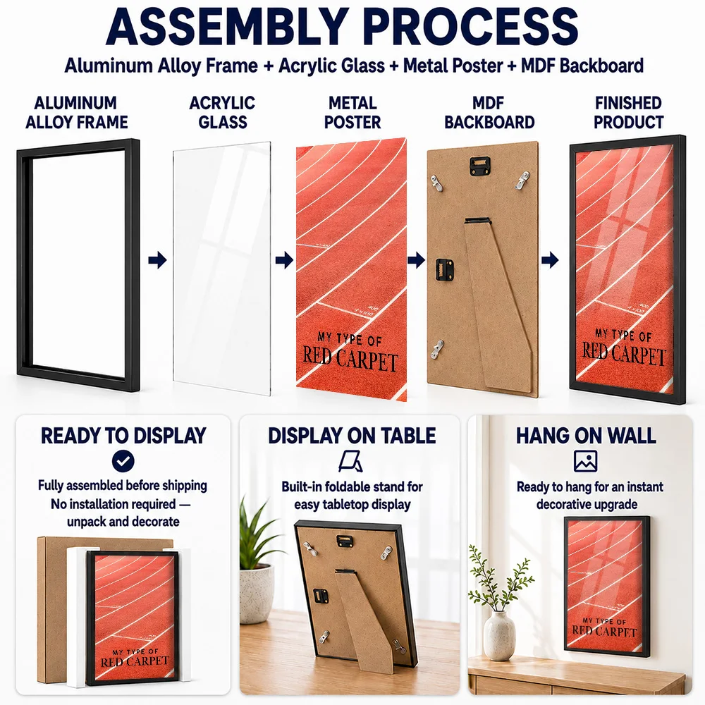 My Type Of Red Carpet Framed Aluminum Metal Poster Personalized Minimalist Design Wall Art For Training Studio And Home Office