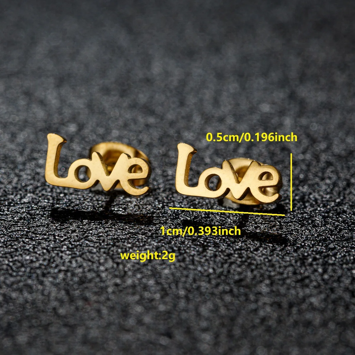 Amazon cross-border retro English alphabet combination love stud earrings stainless steel simple personality small earrings whol view 4