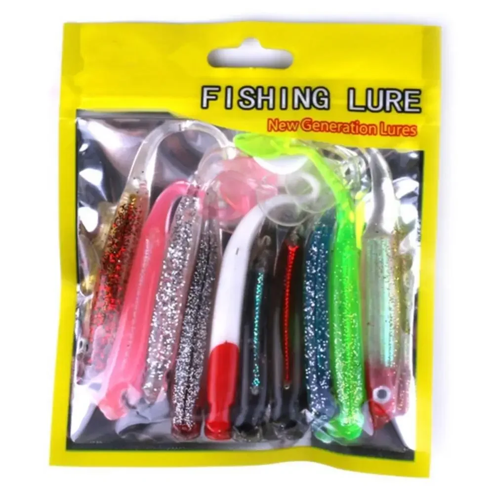 

10pcs/Set Soft Fishing Baits Artificial 52g Japan Shad Worm Swimbait Jig Head Fly Fishes Lures