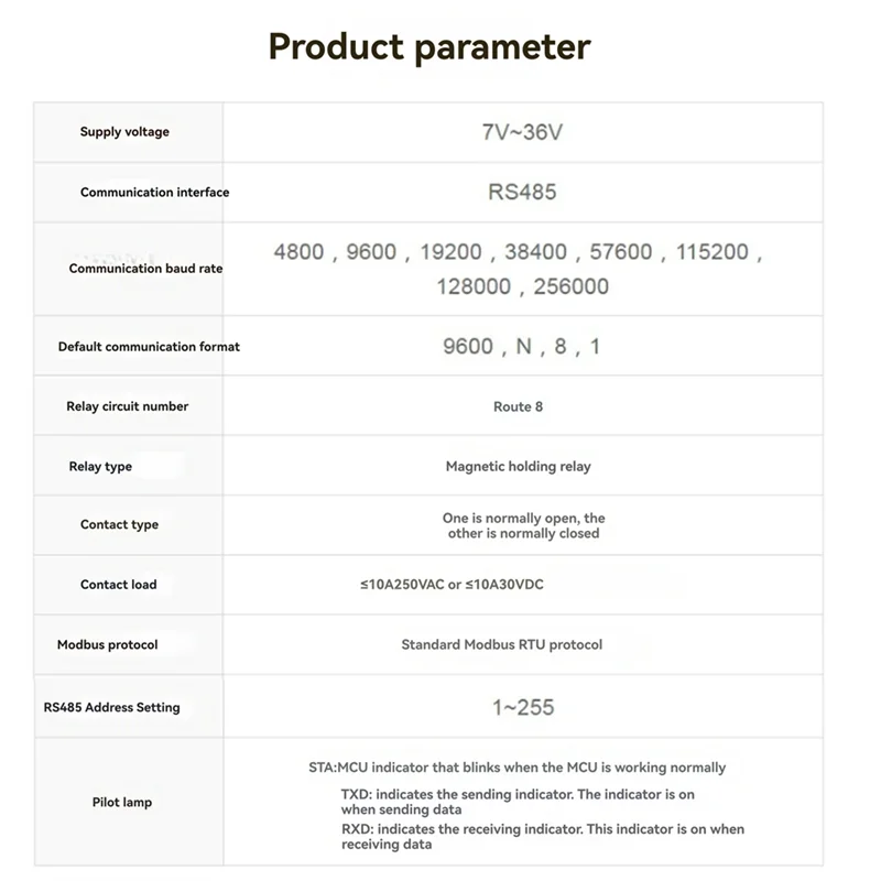 AAAEL-DIN-Rail 8-Channel Relay Module RS485 Magnetic Retention Relay Modbus RTU Protocol Multiple Isolation Protection Circuit