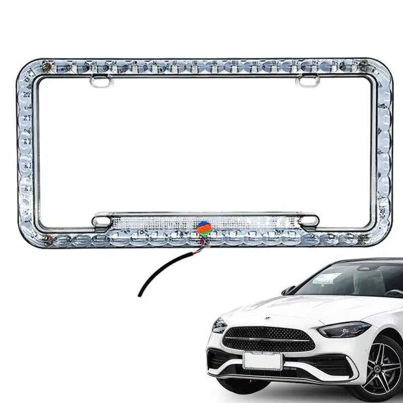 LED License Plate Light Waterproof License Light Frame Multifunctional License Plate Frame With Light LED License Plate Frame