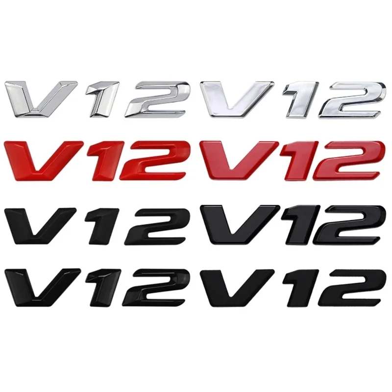 3d Chrome Black V12 Logo Letters Car Fender Emblem For Mercedes Benz Coil W220 CL 500 CL600 S600 V12 Badge Sticker Accessories