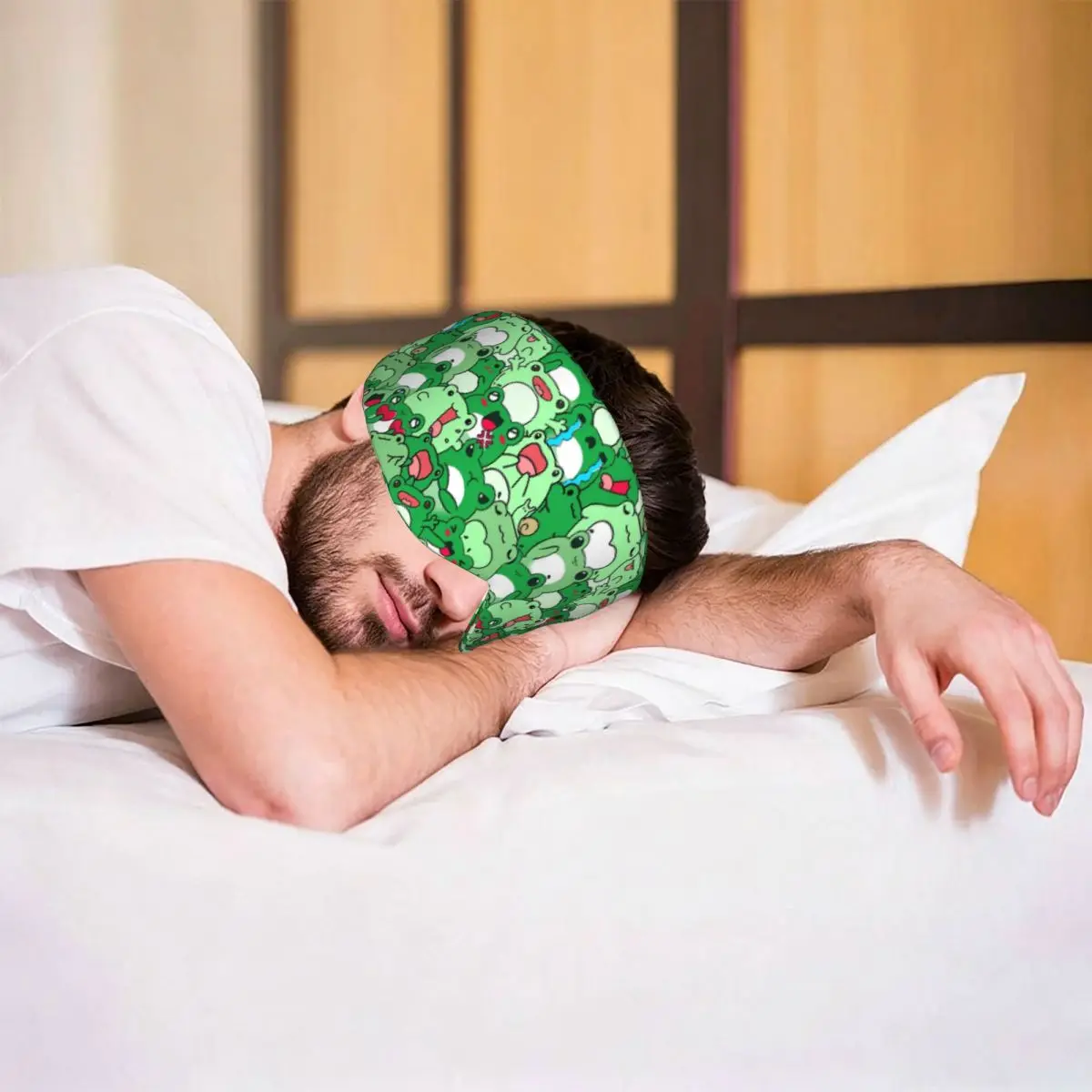 Crowded Cute Frog Pattern sleep mask Light Blocking Portable Eye Cover for Girls Boys Office Nap Party Gift Eyeshade eyepatch view 6