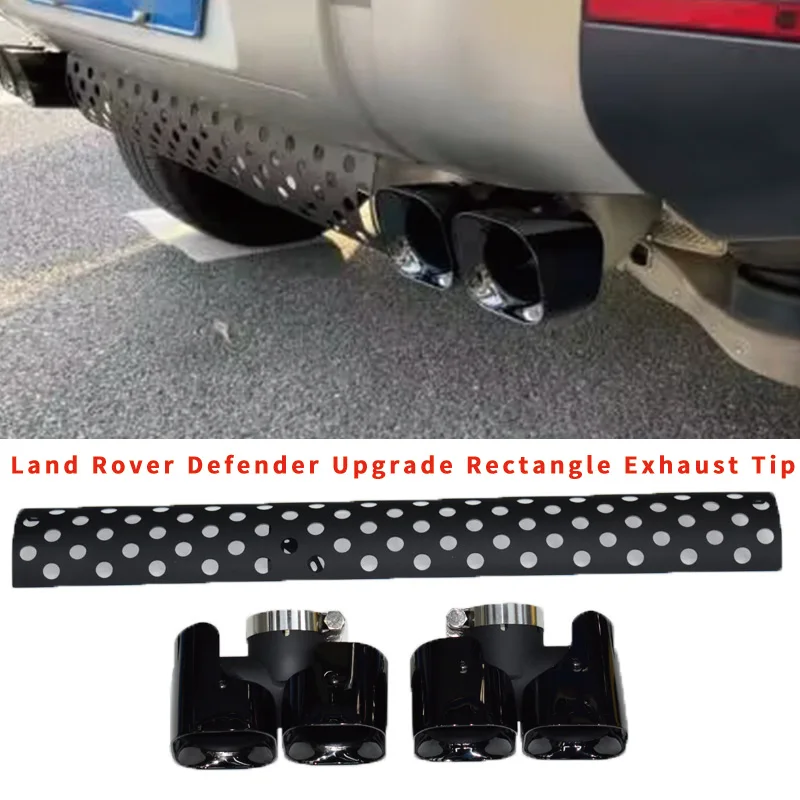 For Land Rover Defender Muffler Tip 2020-2024  90 110 130 2.0T 3.0T upgrade Four Outlet Rectangle Black Plated Exhaust Tail Pipe