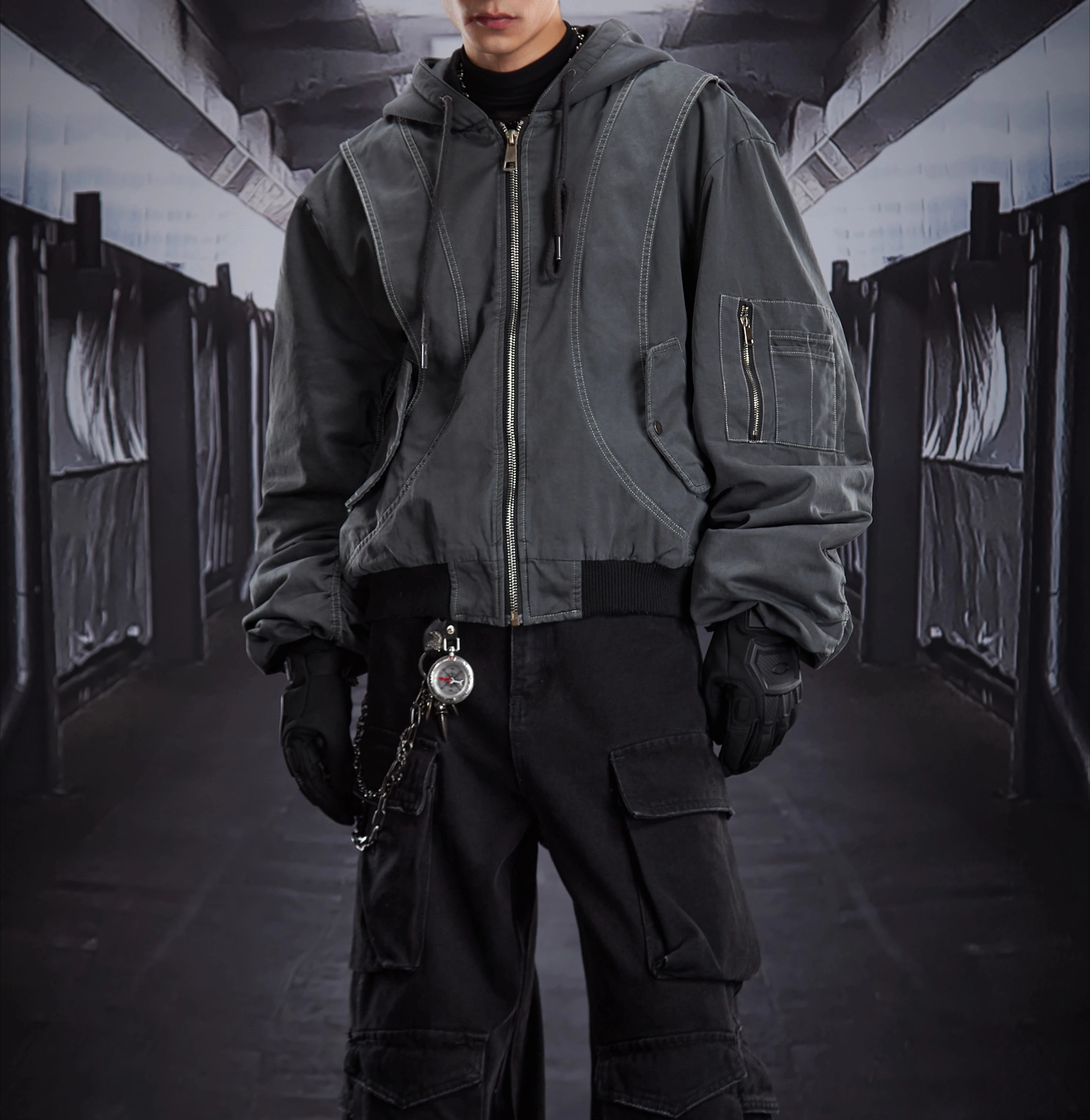 سترات عصرية جديدة لشتاء 2025 للرجال بأكمام طويلة ومتعددة الاستخدامات وأدوات الربط وسحاب وسترات مريحة فضفاضة سترات سميكة