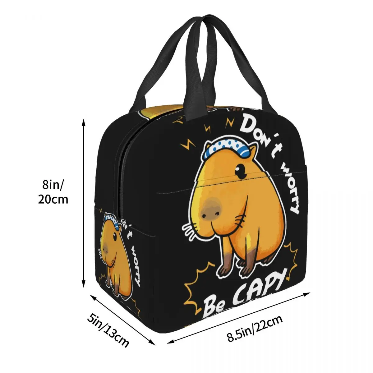 Capybara-Sacs à lunch isothermes portables, Don't Worry Be Capy, Sac thermique, Conteneur de repas Kawaii Animal, Boîte à lunch, Fourre-tout, Bureau, Pique-nique