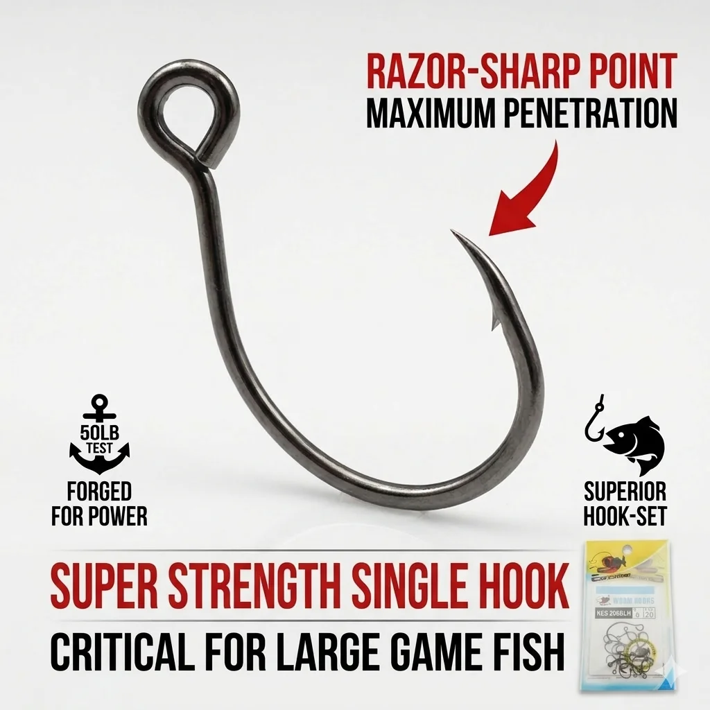 Fishing Hook Size - KESFISHING Weerhaak Vishaak Koolstofstaal Wormhaak 2,4,6,8