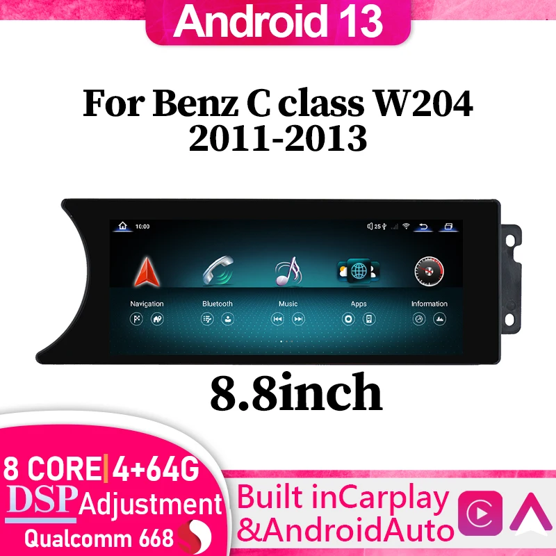 

Android13 Qualcomm 668 OEM 8.8 Touch Screen For Mercedes C W204 2011-2013 Multimedia Video Radio Stereo Player GPS Navigation 4G