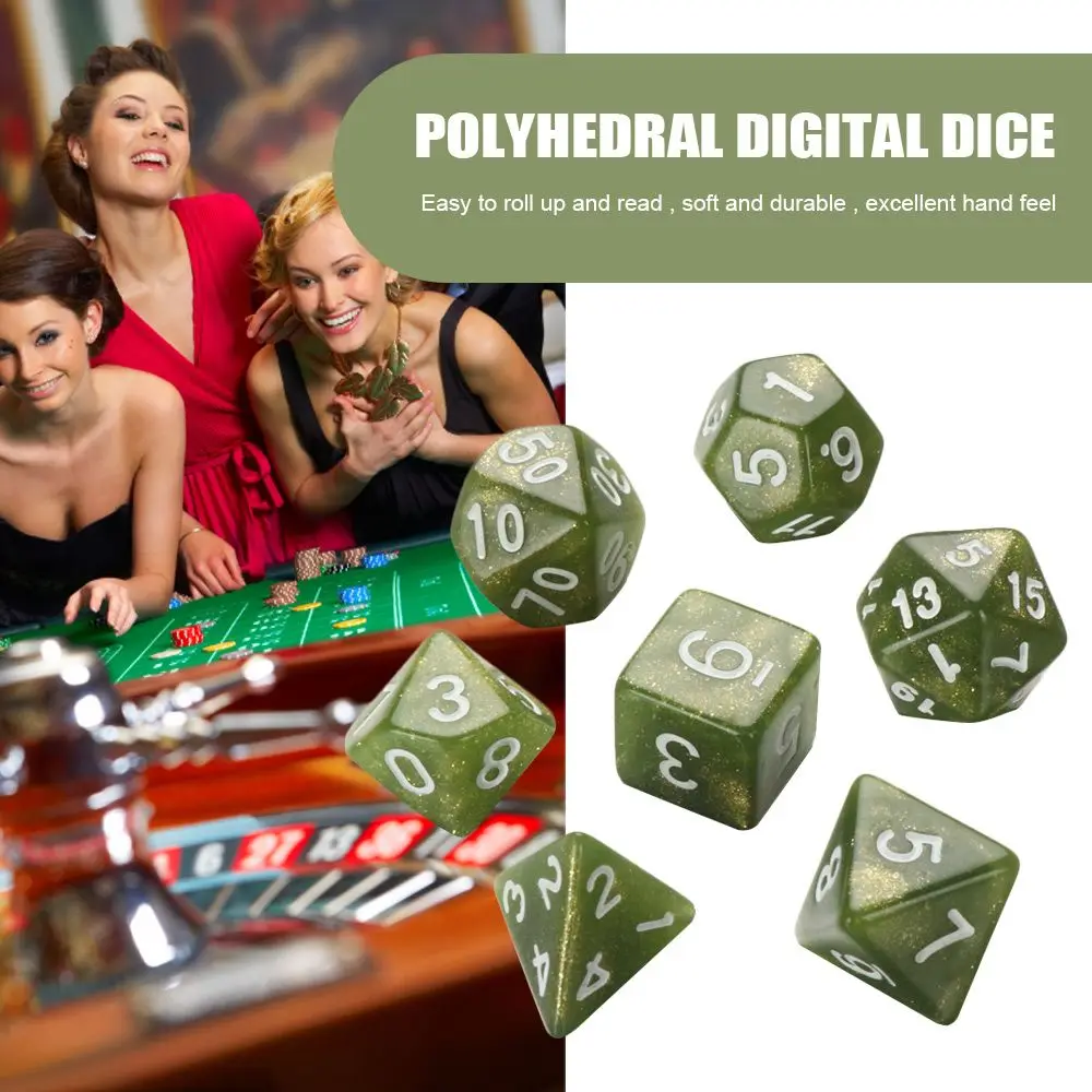 7Pcs/Set Polyhedral 7-Die Dice Set Game Dice D4 D6 D8 D10 D12 D20 Dice For Board Card Game Math Games For TRPG DND Accessories