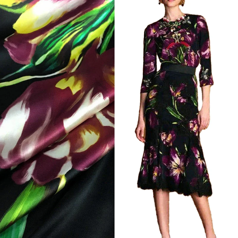 105cm-wide-19mm-purple-tulips-printed-silk-satin-fabric-for-smooth-elastic-black-dress-pants-diy-sewing-material-r6511