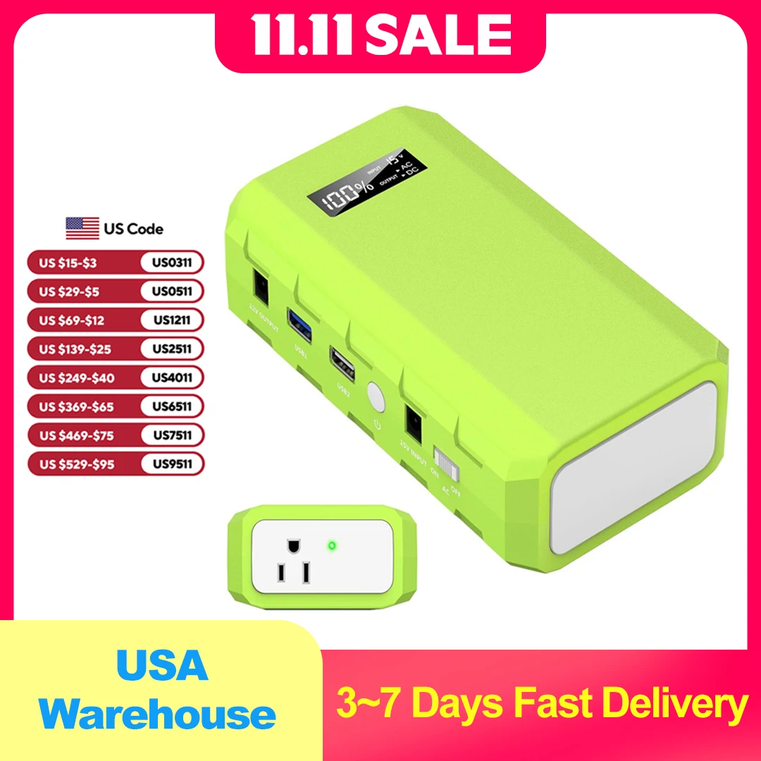 

Portable Power Station with AC Outlet, 65W/110V External Battery Pack 24000mAh/88.8Wh Power Bank for Outdoor Tent Camping Home