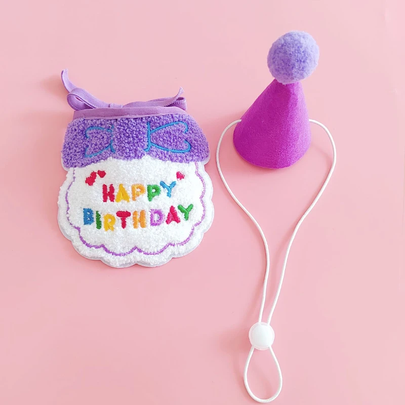 Pet Birthday Party Hat Bib Set for Celebration