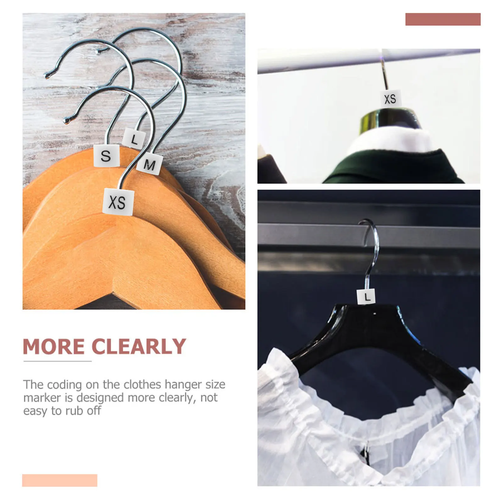 

200Pcs Frosted Hanger Markers with Clear Size Tags for Clothing Organization Efficient Store Sorting Hangers Tags Marker