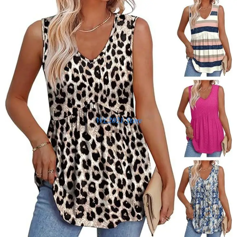 G5GC Women's Choled Babydoll Top Eyelety Vliciveless V Neck Tunics Shirt #2